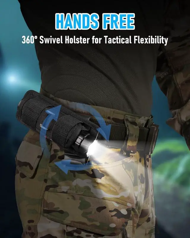 Alt view image 11 of 14 - Tactical Flashlight with Holster, Single Mode LED Flashlight 1000 High Lumen Duty Flashlights with Belt Holster and Charger, Bright Small Flash Light WF-501B