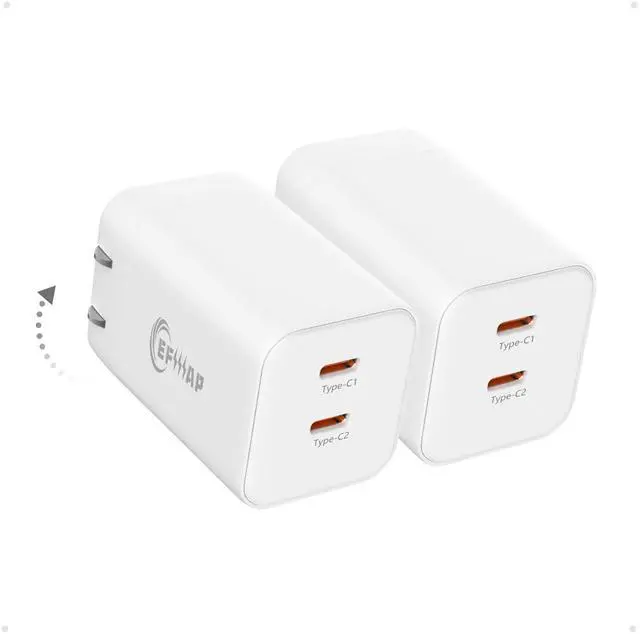 Alt view image 8 of 14 - 2-Pack 65W Dual USB C Charger Block, Type c Charger Fast Charging for iPhone 17/16/15/14, MacBook Pro/Air, iPad, Galaxy S23, Pixel, Steam Deck, Dell XPS