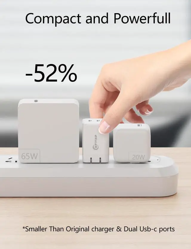Alt view image 11 of 14 - 2-Pack 65W Dual USB C Charger Block, Type c Charger Fast Charging for iPhone 17/16/15/14, MacBook Pro/Air, iPad, Galaxy S23, Pixel, Steam Deck, Dell XPS