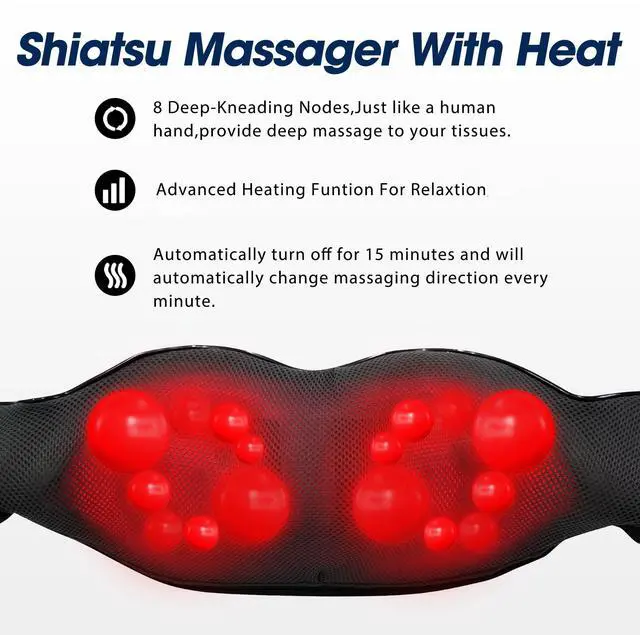 Alt view image 9 of 11 - Shiatsu Neck and Back Massager with Heat, Electric Deep Tissue Kneading Neck and Shoulder Massage, Best Gifts for Women Men Mom Dad Mothers Fathers Day Birthday Gift, Black Grey (NOT Cordless)