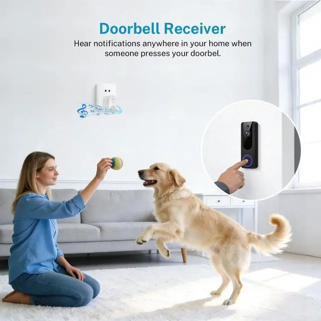 Alt view image 10 of 14 - 1080P Wireless Video Doorbell Camera, Battery Powered Door Chime, Night Vision, 2-Way Audio, Smart AI Human Detection, Cloud Storage, Home Security Door Bell