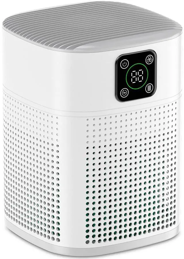 Alt view image 6 of 10 - Air Purifiers for Bedroom, H13 HEPA Air Purifier for Home Large Room 1095 sqft, Air purifiers with 360°Air Intake, 3 Fan Speeds, 3-Stage Filtration, White