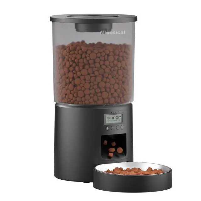 Alt view image 10 of 14 - Automated Cat Feeder,Clear 4.2L Dry Food Dispenser with Single Bowl,Programmable Timed Pet Feeder for Up to 6 Daily Meals,10-Second Voice Message & Dual Power Backup (Black, 4.2L Press Version)