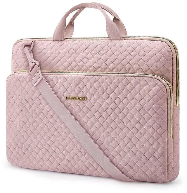 Alt view image 8 of 14 - 15.6 Inch Laptop Case Sleeve Compatible with MacBook Pro 16 Inch,15.6 Inch HP,Dell,Acer Aspire,Asus Notebook, Lightweight Laptop Bag for Women with Shoulder Strap,Pocket,Handle, Pink