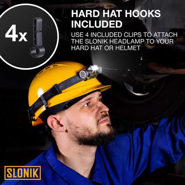 Alt view image 11 of 12 - Rechargeable Headlamp for Adults - 1000 Lumens Super Bright 60 ft Beam LED Flashlight - Lightweight, Heavy-Duty, IPX4 Waterproof Hard Hat Light - Camping Gear, Running Headlight, Black
