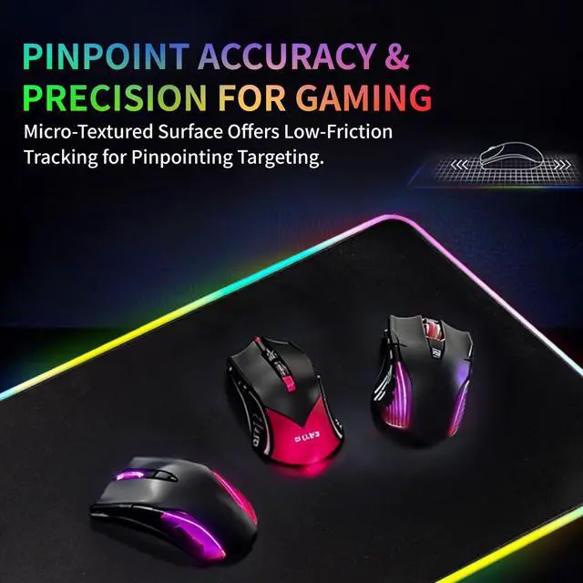 Alt view image 11 of 14 - RGB Gaming Mouse Pad with Wireless Charging 15W, LED Mouse Mat 31.5 * 11.8 in, 10 Light Modes Extra Large Mousepad Non-Slip Rubber Base Computer Keyboard Mat for Gaming, MacBook, PC, Laptop, Desk