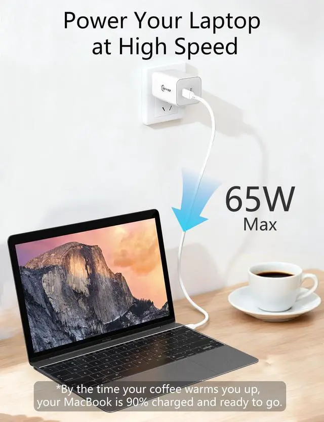 Alt view image 9 of 14 - 2-Pack 65W Dual USB C Charger Block, Type c Charger Fast Charging for iPhone 17/16/15/14, MacBook Pro/Air, iPad, Galaxy S23, Pixel, Steam Deck, Dell XPS