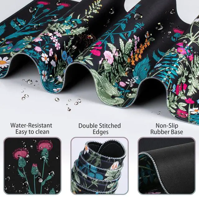Alt view image 12 of 14 - Desk Mat, Large Gaming Mouse Pad with Wrist Rest, 4in1 XXL Mousepad+Keyboard Wrist Rest+Mouse Pad Wrist Support+Cup Coaster Set Ergonomic Floral Computer Desk Arm Wrist for Decor Home Office Women