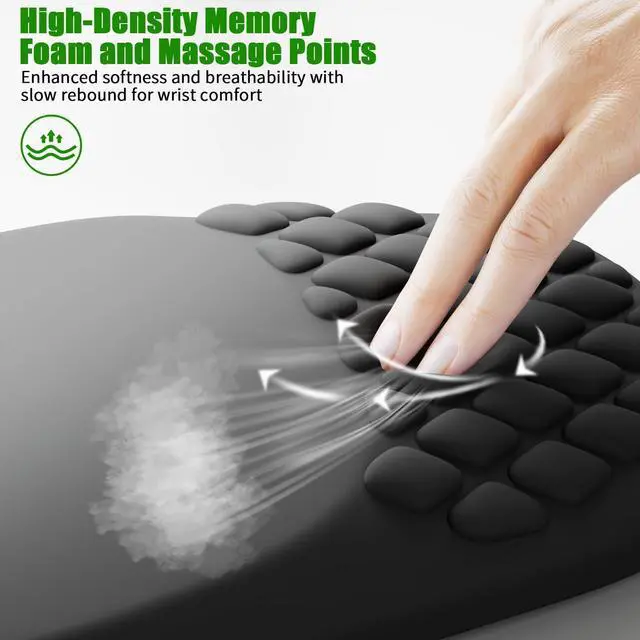 Alt view image 9 of 12 - Ergonomic Mouse Pad with Wrist Support, Wrist Rest Pain Relief Mousepad Memory Foam & Non-Slip PU Base for - Gaming, Office and Home (Black)
