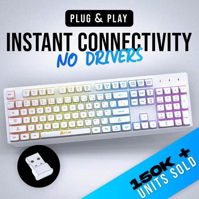 Alt view image 9 of 14 - Chroma White Wireless Keyboard RGB Backlit, Rechargeable Battery, Wireless Keyboard with Water-Resistant Durable Design, Compatible with PC, Mac, PS4, PS5