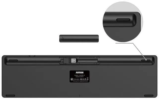 Alt view image 12 of 14 - 2.4G Wireless Keyboard Ultra Slim Full Size Keyboard with Numeric Keypad and Media Hotkey for Computer/Desktop/PC/Laptop/Surface/Smart TV and Windows 10/8/ 7 Built-in Rechargeable Battery