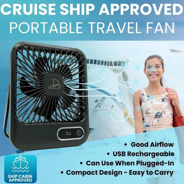 Alt view image 9 of 14 - Cruise Fan Cabin Approved - Magnetic Hook Included To Hang On Walls - Portable USB Rechargeable & Plug-In, Timer Function & 5-Speed Adjustable, White Noise, Long Battery Life, Perfect for 2026 Cruises