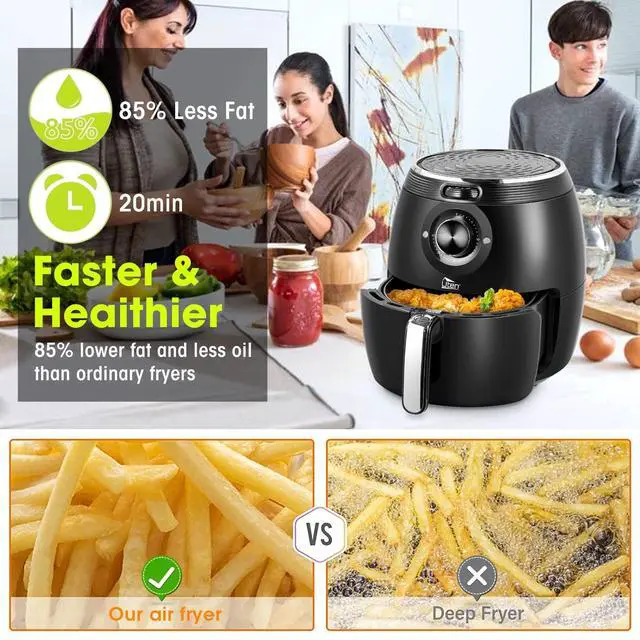 Alt view image 11 of 14 - Air Fryer 5.8QT/5.5L, Uten 1700W AirFryer High-Power Electric Hot Temperature Control & Timer Knob, Non Stick Fry Basket, Dishwasher Safe, Apply to Party, Afternoon Tea, Black