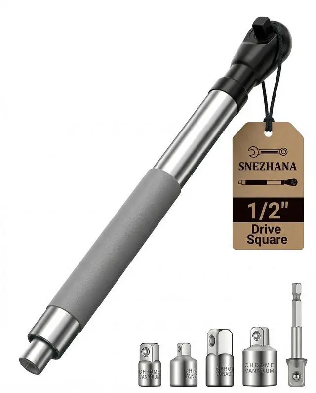 Alt view image 7 of 12 - 1/2" Offset Extension Wrench for Electric with Versatile 3/8", 1/4" Square Drive Adapters Impact Ratchet Extender, for Tight Spaces