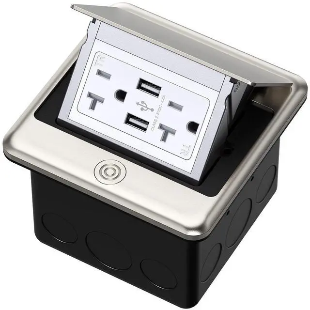 Alt view image 7 of 12 - 4.8A USB Chargers Pop Up Floor Waterproof Electrical Outlet Receptacle Stainless Steel Box(Stainless Steel Color)