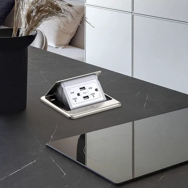 Alt view image 10 of 12 - 4.8A USB Chargers Pop Up Floor Waterproof Electrical Outlet Receptacle Stainless Steel Box(Stainless Steel Color)
