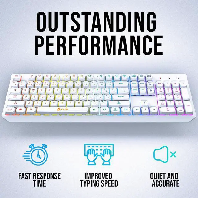 Alt view image 11 of 14 - Chroma White Wireless Keyboard RGB Backlit, Rechargeable Battery, Wireless Keyboard with Water-Resistant Durable Design, Compatible with PC, Mac, PS4, PS5