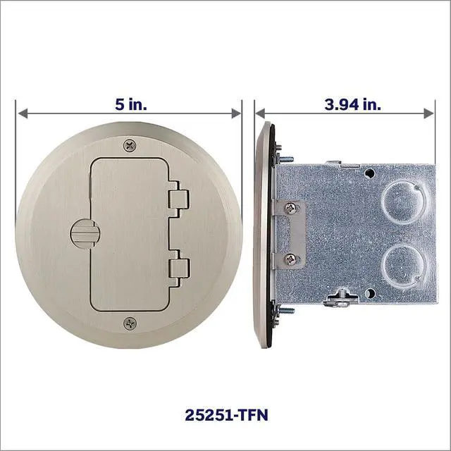 Alt view image 9 of 10 - 15 Amp 1-Gang Floor Box Assembly, Commercial Grade, Tamper-Resistant, Self-Grounding, 25251-TFN