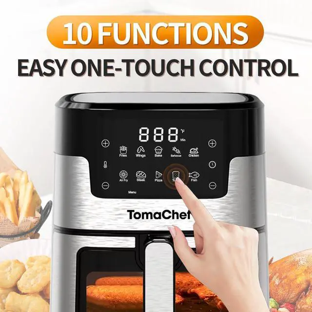 Alt view image 9 of 14 - Air Fryer 10-in-1, 5.3QT Compact Oil Free Cooker with Visible Window, Healthy Cooking, Digital Control for Family, Mothers Day Gifts for Mom, Fries, Fish, Bake, Cake, DIYBlack