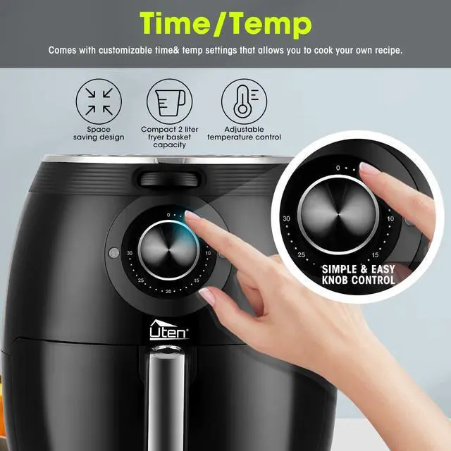 Alt view image 14 of 14 - Air Fryer 5.8QT/5.5L, Uten 1700W AirFryer High-Power Electric Hot Temperature Control & Timer Knob, Non Stick Fry Basket, Dishwasher Safe, Apply to Party, Afternoon Tea, Black