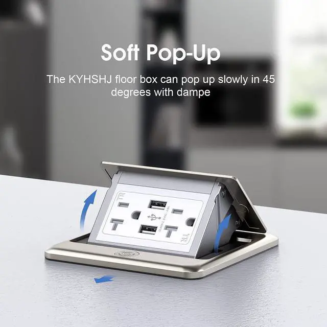 Alt view image 9 of 12 - 4.8A USB Chargers Pop Up Floor Waterproof Electrical Outlet Receptacle Stainless Steel Box(Stainless Steel Color)