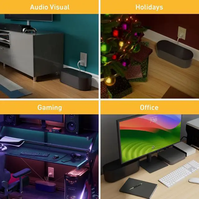 Alt view image 14 of 14 - Cable Management Box, Power Strip Holder, Floor Outlet Hiders, Desk Cord Organizer, Cover TV Wires, Wire Storage, Extension Hider, Office Concealer for Cords, Baby Proof Cables - Large, Black