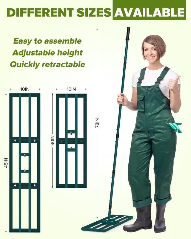 Alt view image 8 of 12 - Lawn Leveling Rake, 30x10 Inch Lawn Leveler Tool with 78'' Adjustable Steel Handle, Durable Landscape Rake, Ease Level Soil Sand Dirt Surfaces,Ideal for Backyard, Garden, Golf Course, Pasture