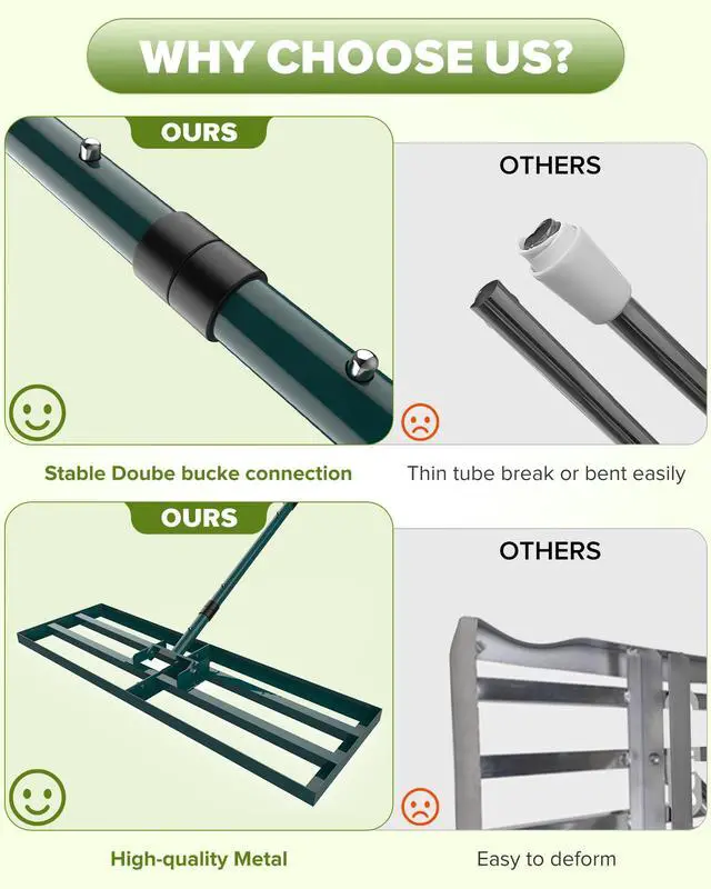 Alt view image 9 of 12 - Lawn Leveling Rake, 30x10 Inch Lawn Leveler Tool with 78'' Adjustable Steel Handle, Durable Landscape Rake, Ease Level Soil Sand Dirt Surfaces,Ideal for Backyard, Garden, Golf Course, Pasture