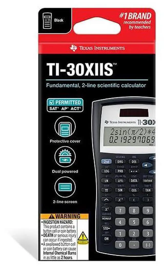 Alt view image 8 of 12 - TI-30XIIS Scientific Calculator, Black with Blue Accents (30XIIS/TBL/1L1/BK)