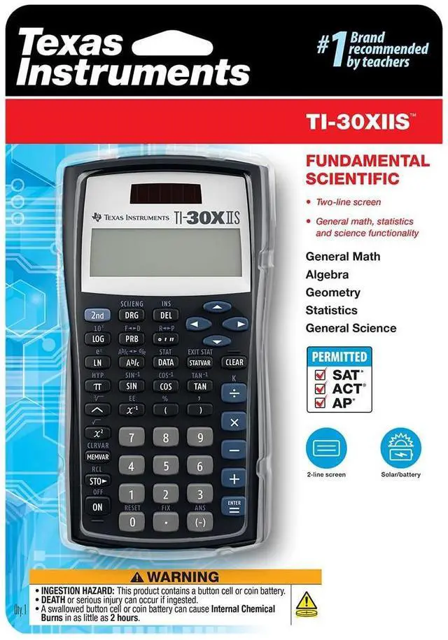 Alt view image 12 of 12 - TI-30XIIS Scientific Calculator, Black with Blue Accents (30XIIS/TBL/1L1/BK)