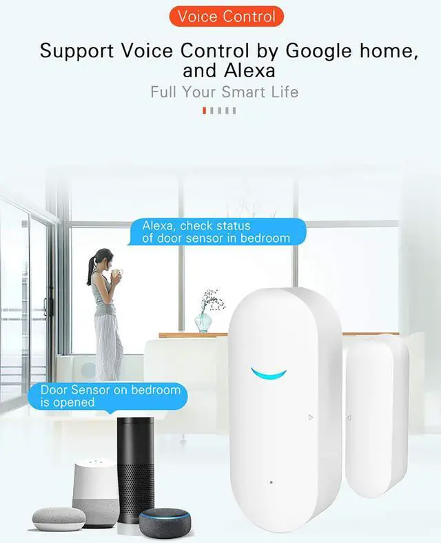 Alt view image 11 of 14 - WiFi Wireless Door Window Sensor,TUYA Smart Alarm with Free Notification APP Control Home Security Alarm System, Compatible with Alexa, Google Home, Siri (1-Pack)