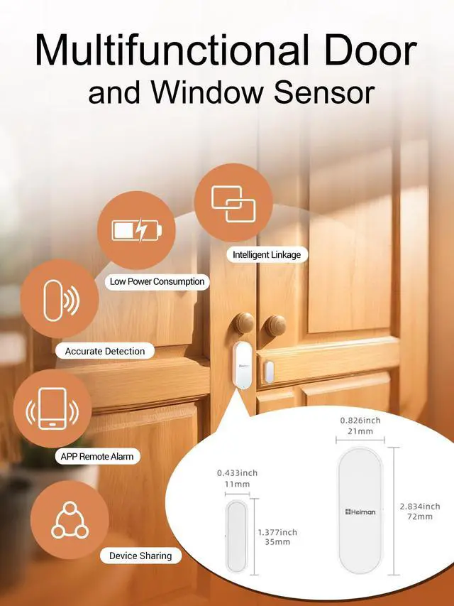 Alt view image 9 of 14 - Window Door Alarms When Opened, WiFi Door Chime Sensor, Contact Sensor for Home Security, Smart Wireless Magnetic Door Open Detector, APP Notification Compatible with Alexa, Google Assistant