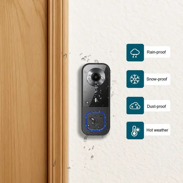Alt view image 11 of 14 - Video Doorbell Wireless with Screen 1080p, No Subscription Door Bell Camera with Monitor Screen, Local Storage NO WiFi and APP Needed, Video Intercom Two-Way Audio,160° View,Night Vision