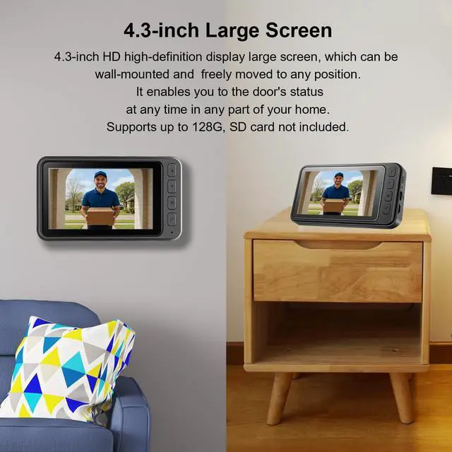 Alt view image 12 of 14 - Video Doorbell Wireless with Screen 1080p, No Subscription Door Bell Camera with Monitor Screen, Local Storage NO WiFi and APP Needed, Video Intercom Two-Way Audio,160° View,Night Vision
