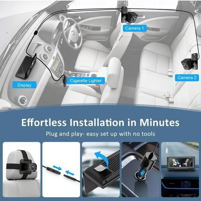 Alt view image 14 of 14 - Baby Car Camera for 2 Kids, 6.86" 1080P HD Split Screen Baby Monitor with Dual Backseat Cameras and IR Night Vision, Crystal Clear Wide View Baby Car Mirror for Rear Seat Safety (Not USB)