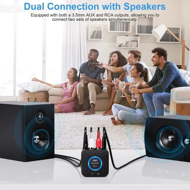 Alt view image 10 of 14 - 2.4GHz Wireless Audio Transmitter Receiver Set (1 TX+1 RX) for TV, 262Ft/80M Long Range 25ms Low Latency with AUX RCA in/Out, Wireless Audio Adapter for TV PC Powered Speaker Amplifier Soundbar