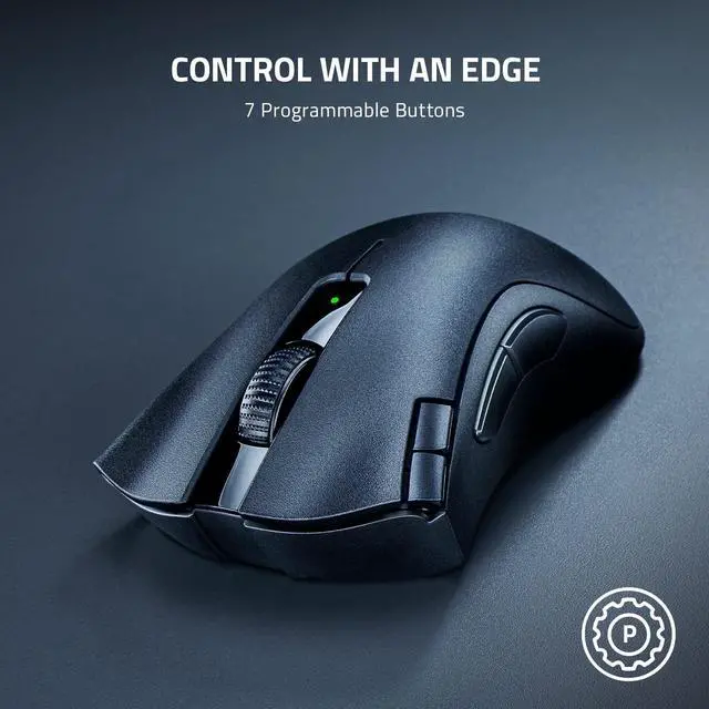 Alt view image 12 of 14 - DeathAdder V2 X HyperSpeed: Award-Winning Ergonomic Design - Ultra-Fast Wireless - 235hr Battery Life - 7 Programmable Buttons - Gen 2 Mechanical Switches - 5G 14K DPI Optical Sensor