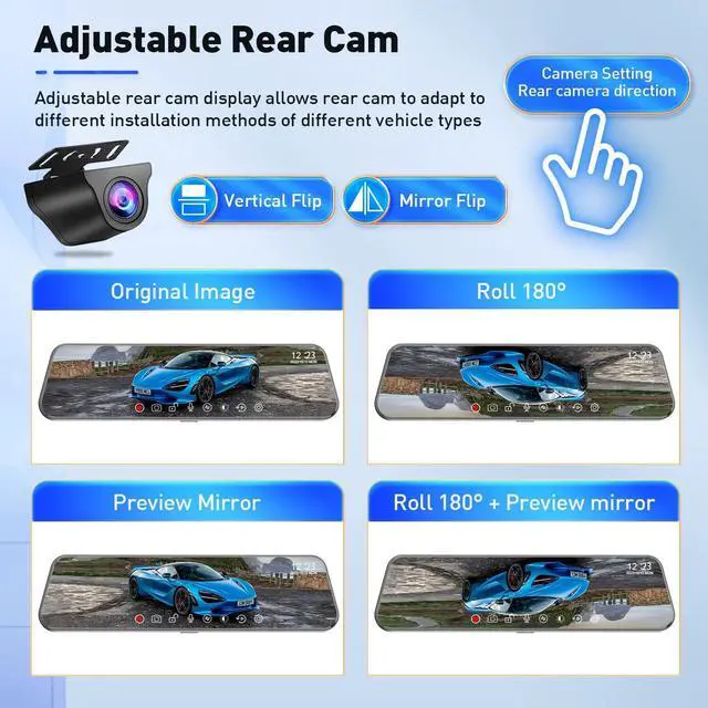 Alt view image 14 of 14 - Mirror Dual Dash Camera for Car, Dashcam 4K Front 2.5K IMX335 Rear View/ADAS BSD LCA Wi-Fi&APP WDR Night Vision G-Sensor Loop Recording Parking Monitor 64GB Card