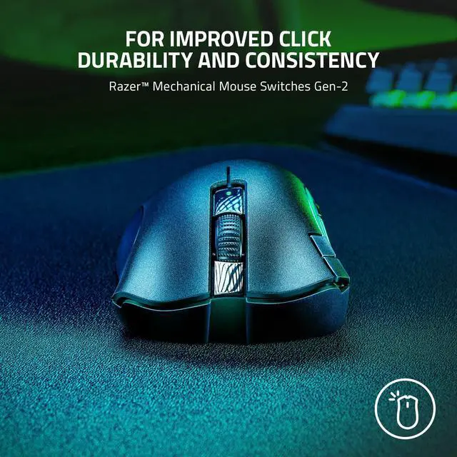 Alt view image 13 of 14 - DeathAdder V2 X HyperSpeed: Award-Winning Ergonomic Design - Ultra-Fast Wireless - 235hr Battery Life - 7 Programmable Buttons - Gen 2 Mechanical Switches - 5G 14K DPI Optical Sensor