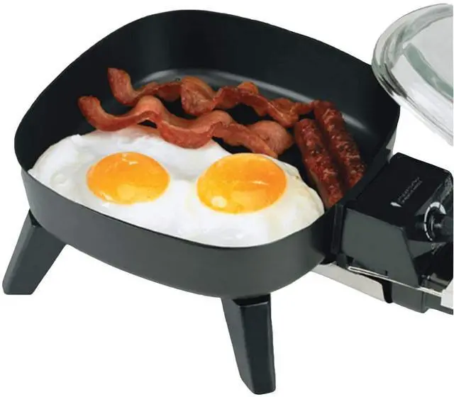 Alt view image 8 of 10 - SK-45 6" Non-Stick Electric Skillet with Glass Lid, Black, 7.7"D x 9"W x 6.6"H