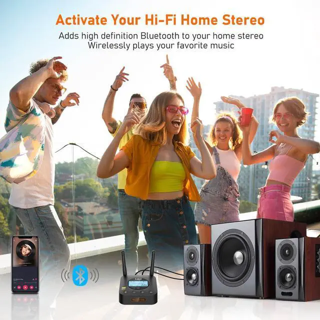 Alt view image 10 of 14 - B06Pro+ Hi-Fi Bluetooth 5.3 Audio Receiver, LDAC Hi-Res Wireless Audio Adapter for Home Stereo w/aptX HD Low Latency, LCD Display, Long Range, Volume Control, 3.5mm AUX Optical Coaxial