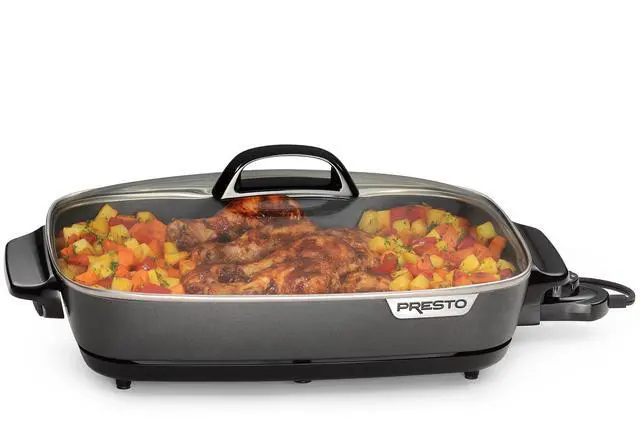 Alt view image 7 of 12 - 06858 16-Inch Slimline Electric Skillet with Glass Cover - Nonstick, Adjustable Temperature, Black