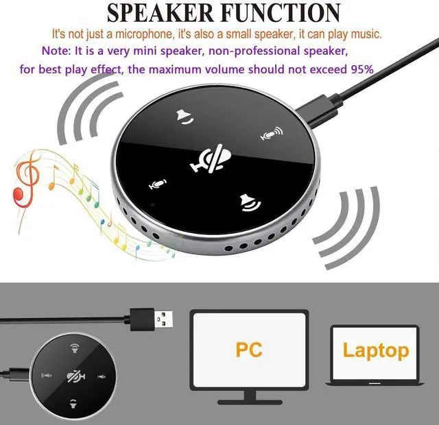 Alt view image 10 of 14 - Upgrated USB Conference Microphone with Speaker,Laptop Omnidirectional Computer Mic with Touch-Sensor to Mute/Volume,for Zoom Meetings,Skype,VoIP Call,Interview,Christmas Stocking Stuffers Surprise