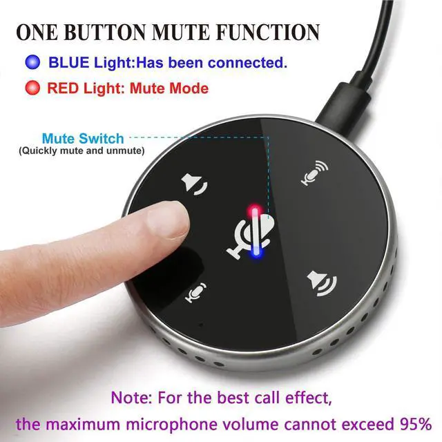 Alt view image 9 of 14 - Upgrated USB Conference Microphone with Speaker,Laptop Omnidirectional Computer Mic with Touch-Sensor to Mute/Volume,for Zoom Meetings,Skype,VoIP Call,Interview,Christmas Stocking Stuffers Surprise