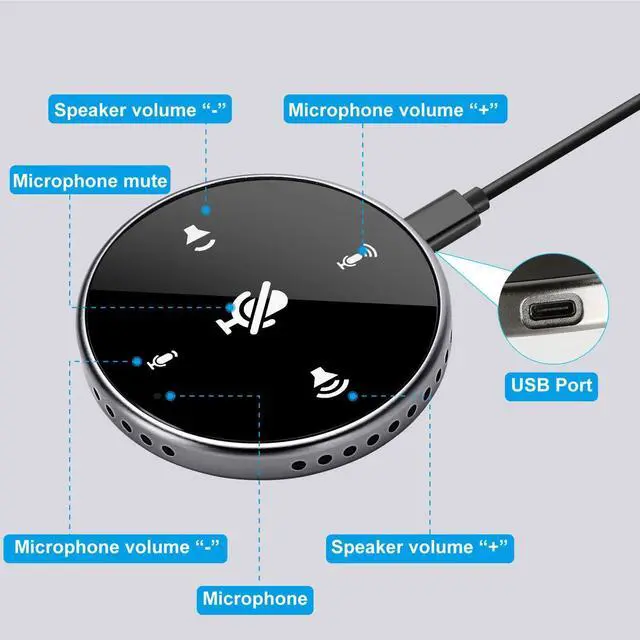 Alt view image 11 of 14 - Upgrated USB Conference Microphone with Speaker,Laptop Omnidirectional Computer Mic with Touch-Sensor to Mute/Volume,for Zoom Meetings,Skype,VoIP Call,Interview,Christmas Stocking Stuffers Surprise