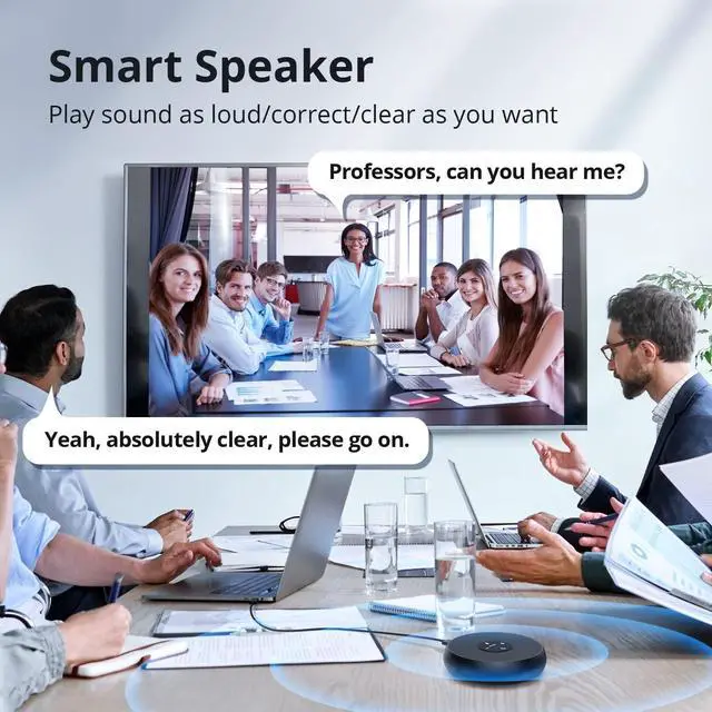 Alt view image 12 of 14 - USB Speakerphone, M1A Zoom Certified AI Mics 360°Voice Pickup USB Type C-A Plug&Play Computer Speakers with Microphone, Fast Mute Noise Reduction Echo Cancellation for 5-8 People for Zoom Teams