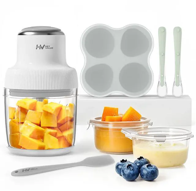 Alt view image 8 of 14 - Baby Food Maker, 13-in-1 Larger Baby Food Processor Set, Fruit, Vegatable, Meat, Puree Blender with Baby Food Freezer Tray, Silicone Spoons, Spatula,20 OZ(Gray)