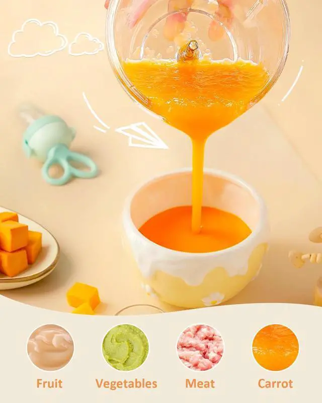 Alt view image 12 of 14 - Baby Food Maker, 13-in-1 Larger Baby Food Processor Set, Fruit, Vegatable, Meat, Puree Blender with Baby Food Freezer Tray, Silicone Spoons, Spatula,20 OZ(Gray)