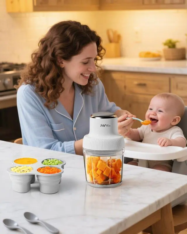 Alt view image 14 of 14 - Baby Food Maker, 13-in-1 Larger Baby Food Processor Set, Fruit, Vegatable, Meat, Puree Blender with Baby Food Freezer Tray, Silicone Spoons, Spatula,20 OZ(Gray)