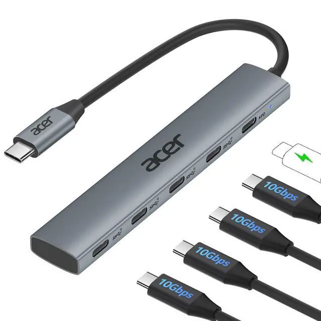 Alt view image 8 of 14 - 10 Gbps USB C Hub, USBC Splitter with 4*USB C 3.2 and 100W PD Port, Fast Transfer Type-C Multiport Adapter Compatible with MacBook Pro/M2/M1, iPad, Surface Pro, XPSNo Video Output